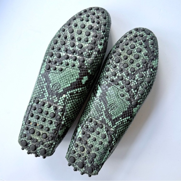M. Gemi Felize Forest Green Python Snakeskin Embossed Loafers Size 38.5 IT 8 US - Picture 13 of 16